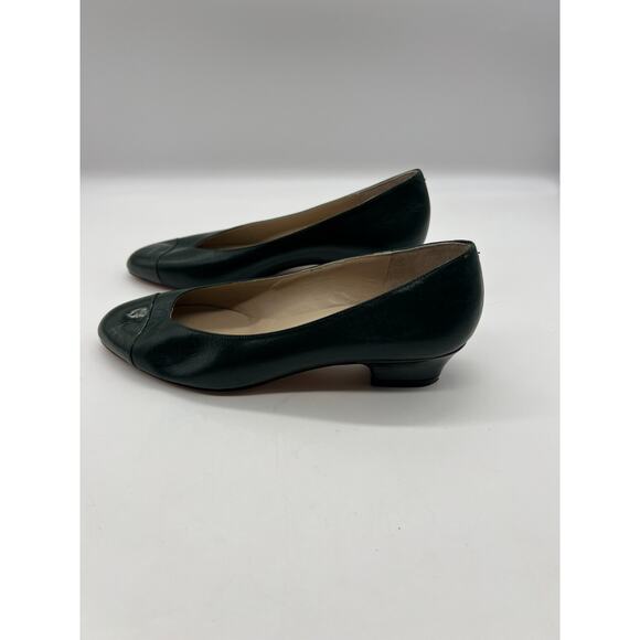 Vintage Amalfi Green patent round toe leather low heel pumps shoes 4.5 M - Picture 6 of 9